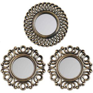 Wall Mirrors Pack of 3 Gold Vintage Mirrors for Living Room,Home Decor & Bedroom
